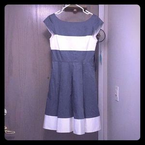 Kate Spade Like New Size 4 Grey & White Dress